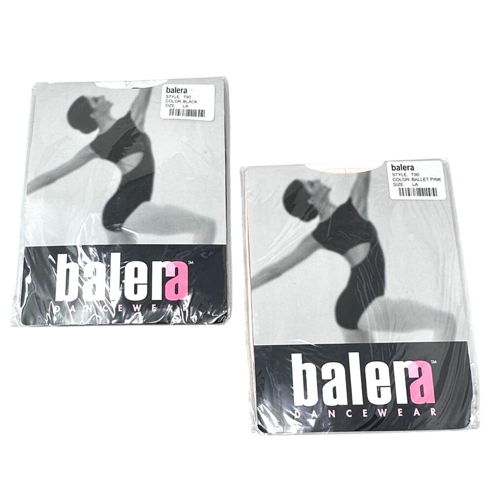 BALERA Bundle of 2 dance tights T90 black pink size: Large adult